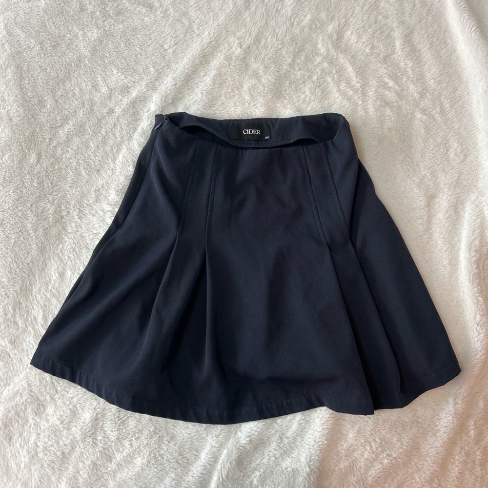 Navy Blue Pleated Mini Skirt XS